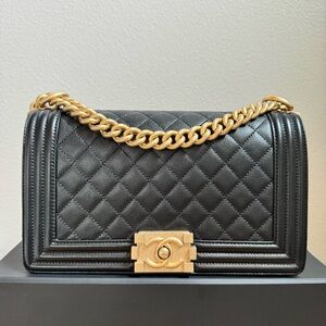 SOLD Chanel Boy Medium Caviar in Black with GHW